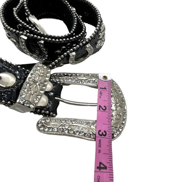 Western Cowgirl Belt Conchos Womens Leather Lucky Horseshoe Rhinestone Bling main image 7